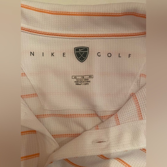 Nike Golf Polo Shirt Adult XL White Orange Stripe Dry Fit Performance - Picture 3 of 4